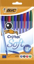 Soft Crystal Bic Stylos For Writing®Multicolor, Pointe (1.2mm) Soft Writing, 10 Pièces, Blauw, Zwart, Rouge, Vert