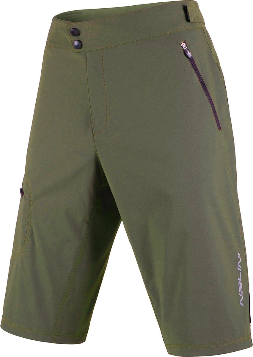 Nalini Heren Fietsbroek kort zonder bretels - Zonder Zeem - Groen - ADVENTURES SHORT Olive green - M