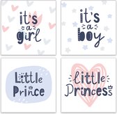 Geboortekaarten - Set van 8 vierkante kaarten - Gefeliciteerd / felicitatie met geboorte jongen, meisje - Leuke Post - Met enveloppen - G4