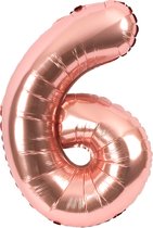 Festivz Rose Goude Cijfer Ballon 6 - Rose Goud – 81 CM - Decoratie – Feestversiering – Rose Gold - Verjaardag - Bruiloft - Feest