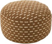 J-Line Pouf Rond Traits Outdoor Polyester Brun/Blanc