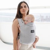 ROOKIE Baby Premium draagzak - Design buikdrager - Comfortabel en ergonomisch - Babydrager vanaf Geboorte - Ook voor Peuter - Biologisch katoen - Super zacht - Unisex: voor mama en papa (Grijs)
