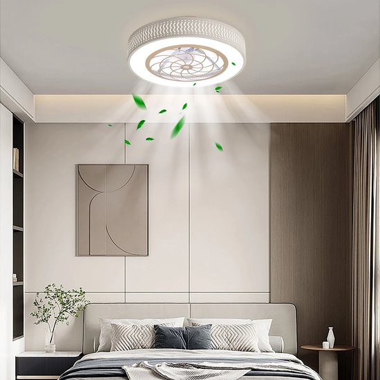 LuxiLamps | Plafondventilator | LED | Dimbaar | 3 Snelheden | 55 cm | Moderne Lamp | Plafondlamp | Ventilatorlamp | Bruin | Woonkamerlamp