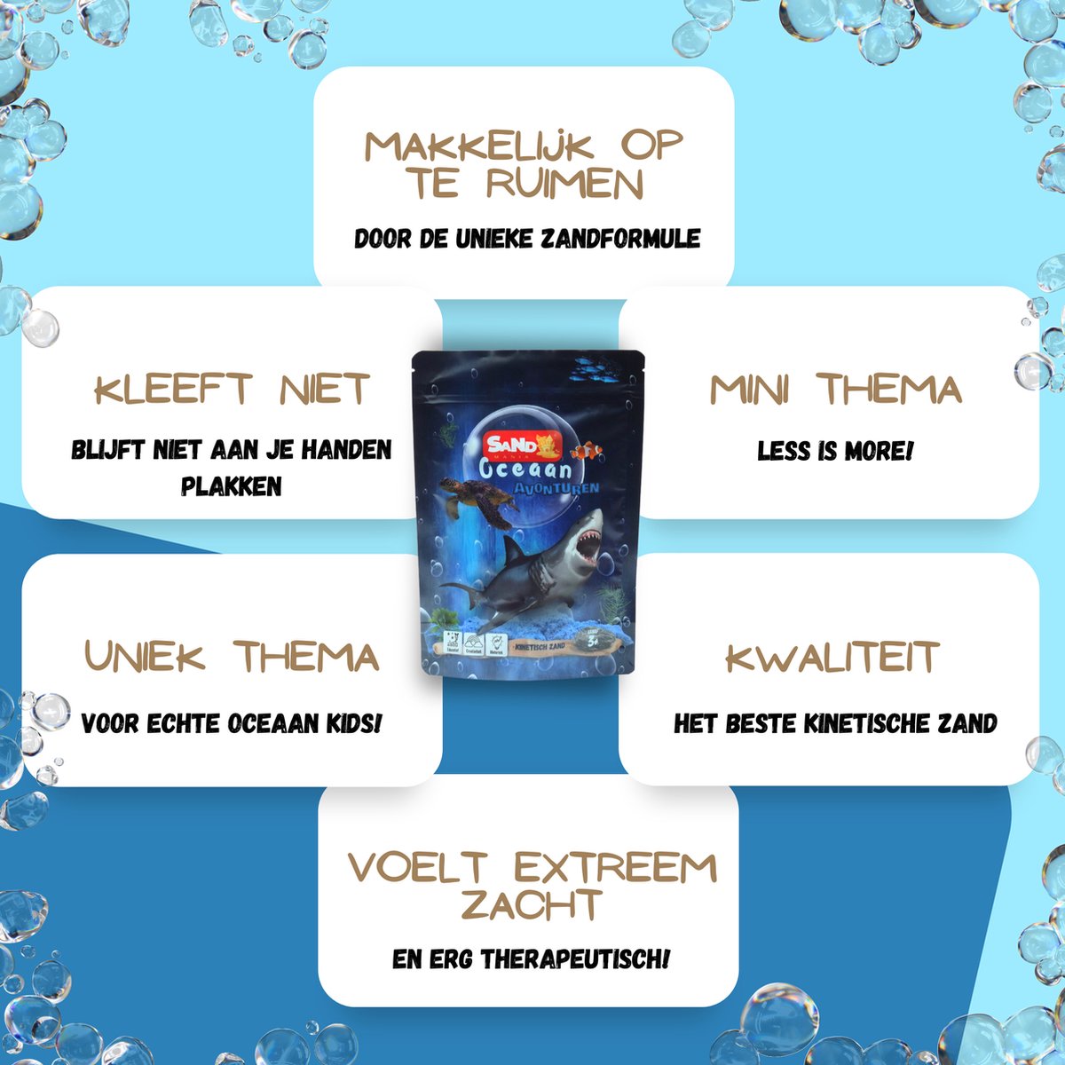 Sand Mania® kinetisch zand - Oceaan editie - 500 G Blauw – Sensorisch Speelzand met Vormpjes — afbeelding 5