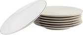 OTIX Ontbijtborden - Borden - Set van 6 Stuks - 20cm - Wit - met Gouden rand - Porselein - DAISY