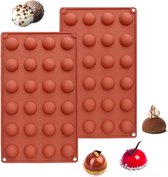 2 stuks halfronde chocoladevormen met 24 uitsparingen, bonbonvorm siliconen, snoepvorm, anti-aanbak-chocoladevormen, mini-chocoladevormen voor chocolade, cake, gelei, koepelmousse