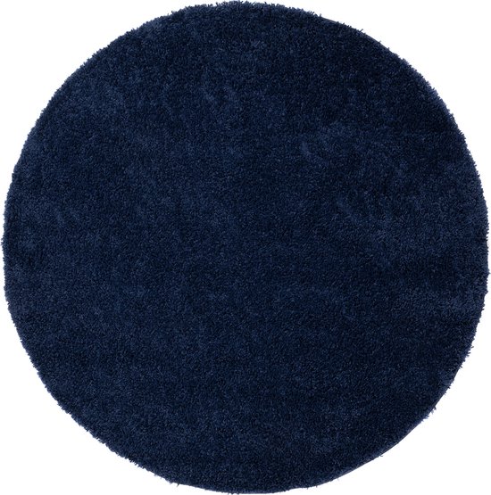 Tapiso Essence Vloerkleed Navy Hoogpolig Shaggy Woonkamer Tapijt Maat- 100x100