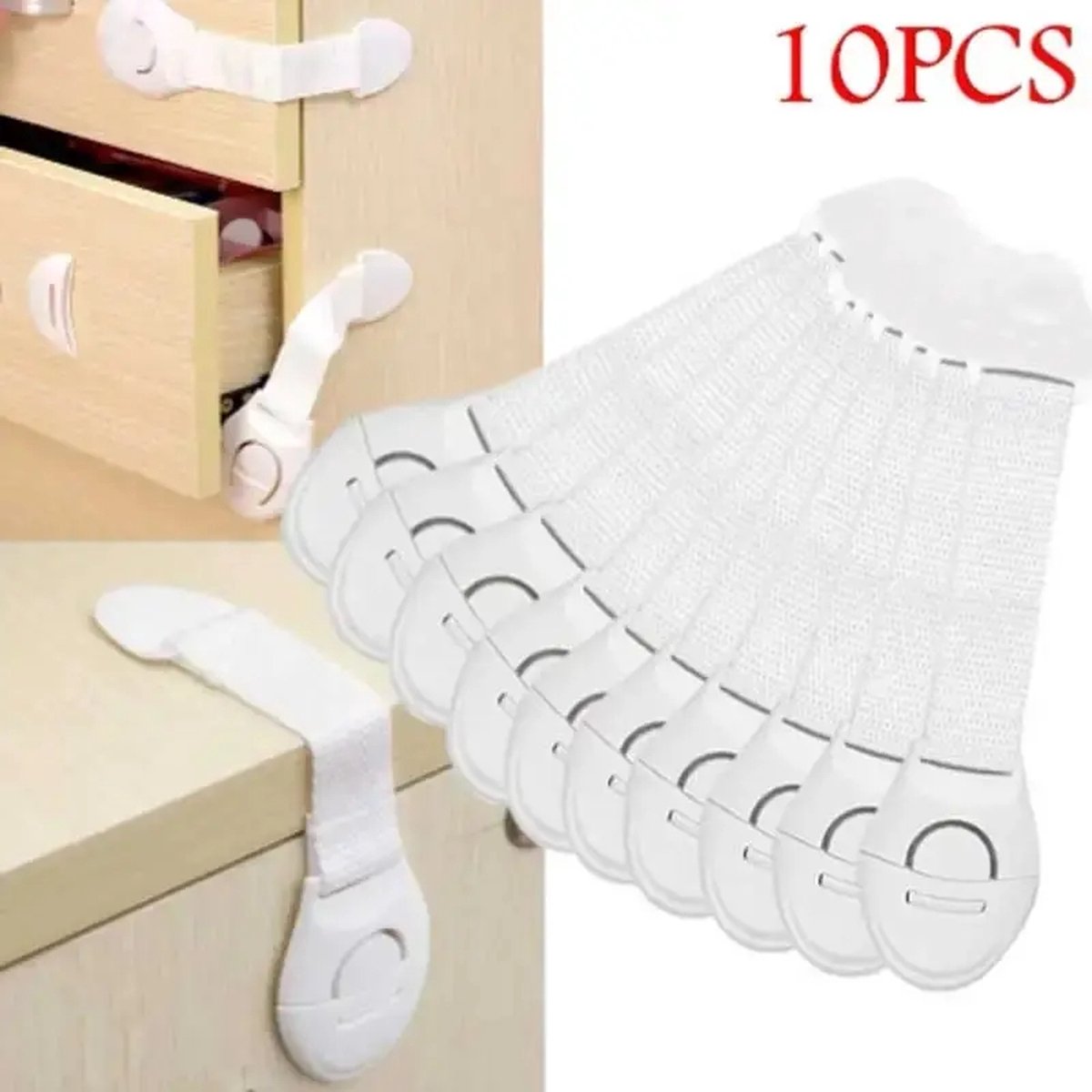 Image of 10 Stuks Kinder Veiligheids Slot hoek/ Wit / Baby Proof / Beveiliging / Bescherming Lade Deurkast / Slot / Plastic / Deurslot