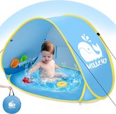 Babystrandtent, strandtent, pop-up strandtent met zwembad, draagbare extra lichte strandtent, UV-bescherming, babystrandtent, waterdicht, inclusief draagtas en tentharingen voor 0-3 jaar