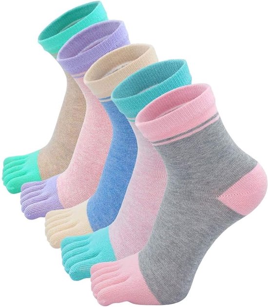 Women's - Teensokken - teen sokken - toe socks - toesocks - dames - 5 paar - Yoga sokken - Gladde Teennaad - Geen vervelende naden - Runner teensokken
