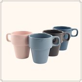 OTIX Koffiemokken - Set van 4 - met Oor - 180 ml - Koffietassen - Porselein - Multicolor - Koffiekopjes