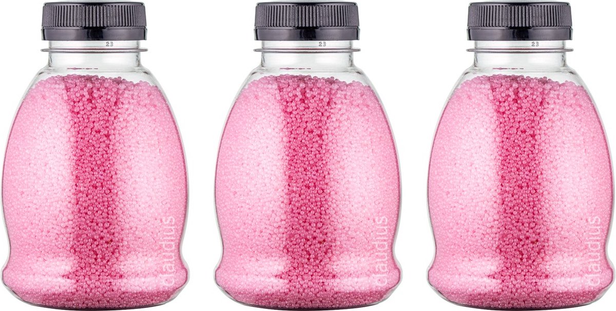 Goedkoopste Badkaviaar Rozen - 225 gram - Fles met zwarte dop - set van 3 stuks - bad parels voor in bad