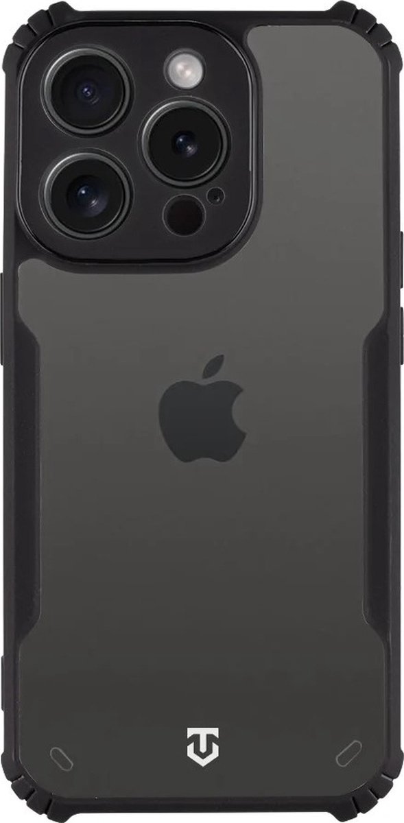 Tactical - iPhone 15 Pro – Antischock hoesje – BackCover – achterkantje – Transparant Zwart