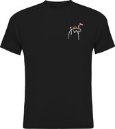 Vêtements du jour du roi | Fotofabriek T-shirt Fête du Roi homme | T-shirt Fête du Roi dames | Chemise noire | Taille S | Coin du drapeau Durp