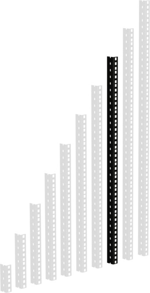 Adam Hall 61535B16 Rackrail, zwart geperforeerde gaten, 16 HE - Profiel
