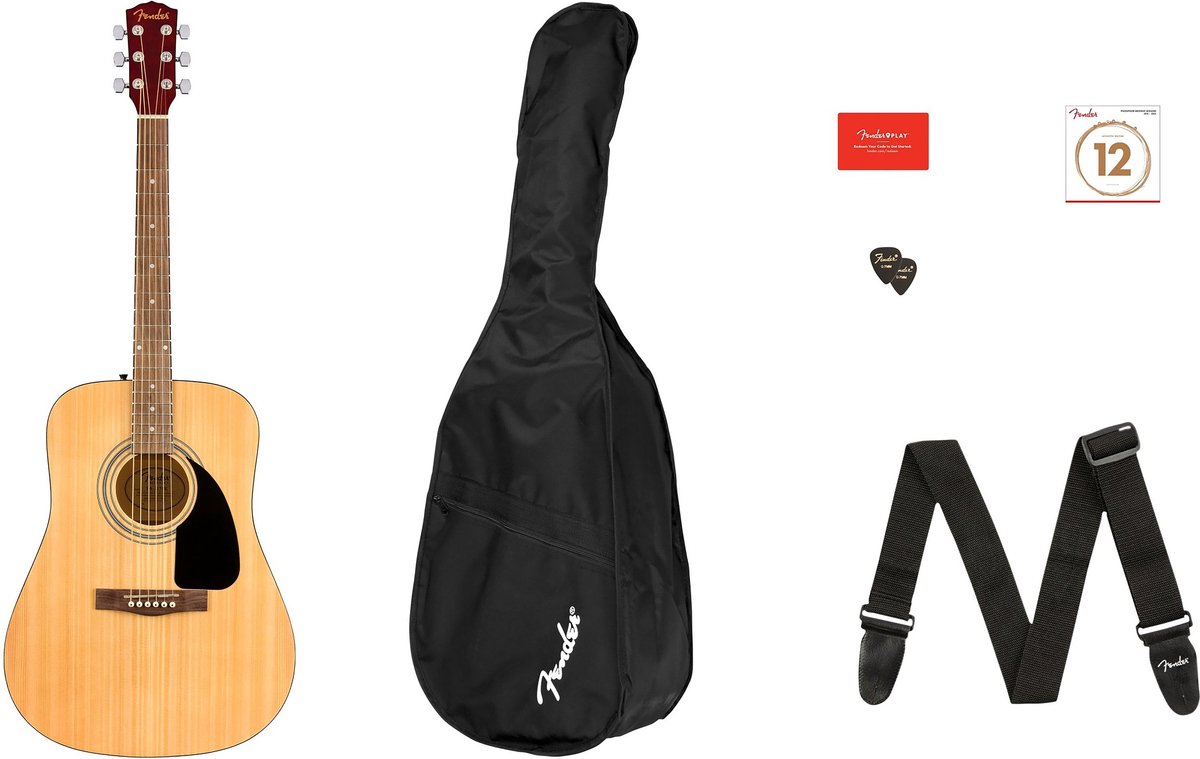 Fender FA-115 Dreadnought Pack Natural Walnut westerngitaar set