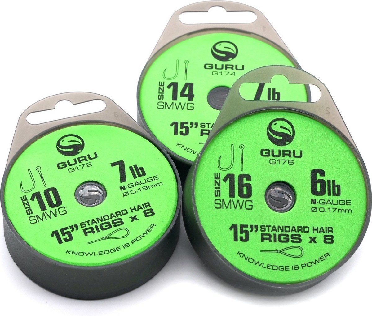 Guru Onderlijn SMWG Standard Hair 15” (8 pcs) - Maat : Haak 14 - N-Gauge 0.17mm (6lb)