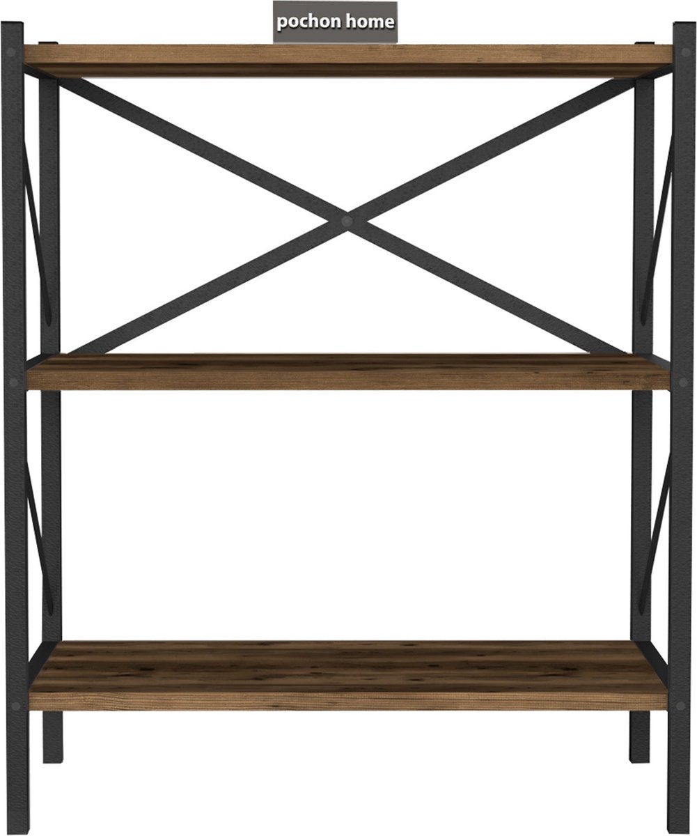 Pochon - Boekenkast Hestia - Bruin - 34x66x85 - Boekenrek - Opbergkast - Kast - Vakkenkast