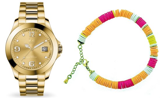 Ice Watch Gift box - ICE steel - Classic Gold - M - Multicolour jewel 020908 Horloge - Staal - Goudkleurig - Ø 40 mm
