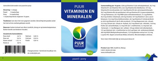 PUUR NATUUR | Puur Natuur Vita-min (vitaminen En Mineralen) Voor Paard En Pony