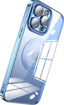 Andyou-Apple transparante beschermhoes-magnetische adsorptie metalen bumper-geschikt voor IPhone 13 PRO MAX (6,7 inch)-lichtblauw