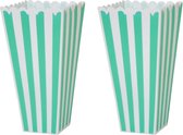 Popcorn bak herbruikbaar - Mint / Wit - Kunststof - 9 x 9 x 19 cm - Set van 2