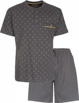 Paul Hopkins - Pyjama short pour hommes - Design imprimé - Fermeture polo - Grijs. - TailleXL