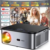 Projecteur Home Cinéma XIWBSY 4K - 18 000 lumens - Android 9.0 - Bluetooth - Dolby Audio