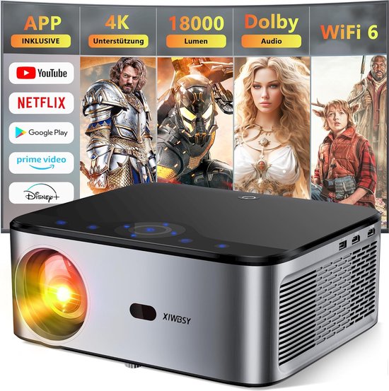 XIWBSY Beamer 4K, 20000 Lumen LED Beamer Android, F Produktbild-Vorschau 5