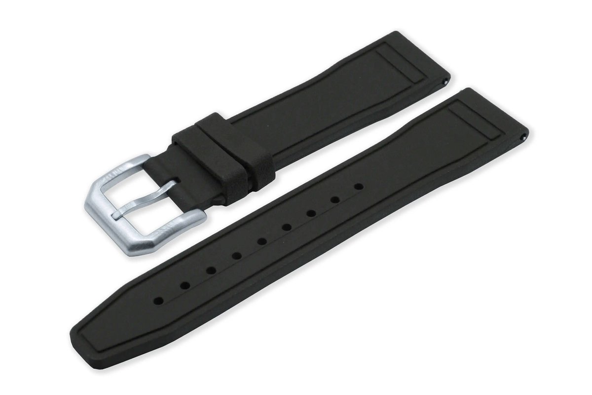 Horlogebandje | Rubber | Zwart | 22 mm + GRATIS tool