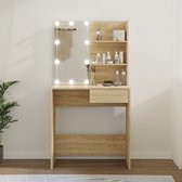 LBB Coiffeuse avec miroir et éclairage - Table de maquillage - Maquillage - Coiffeuse - Avec tiroirs - 74,5 x 40 x 141 cm - Chêne Sonoma