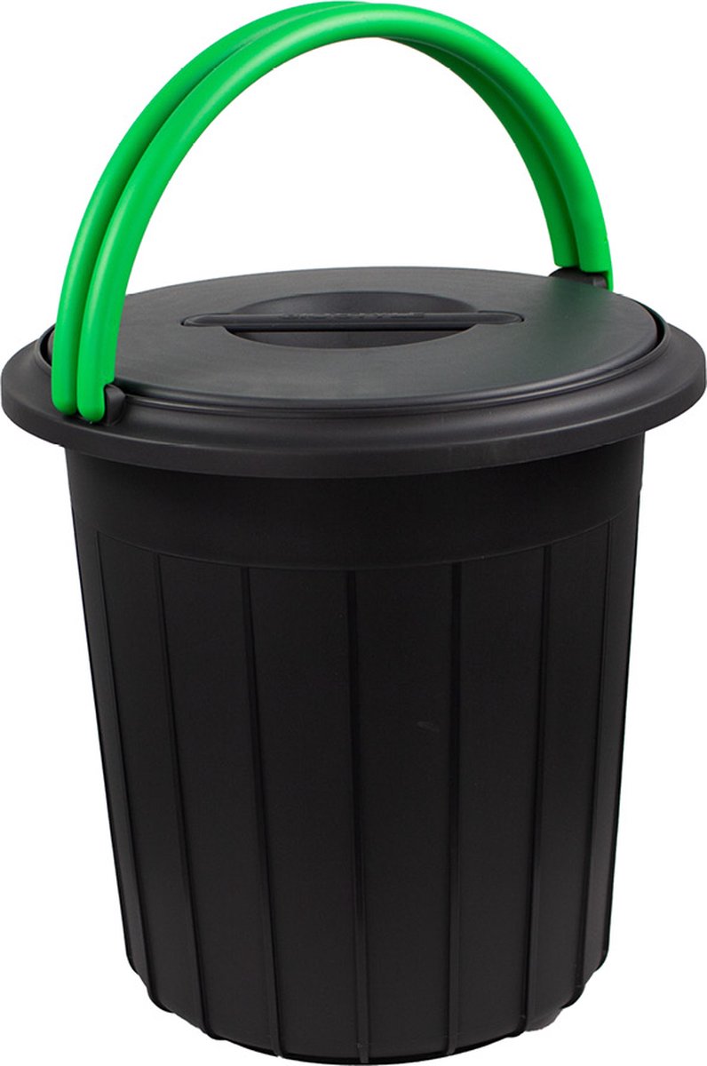 Eco Solution, Afvalemmer met Handvat 16L - Prullenbak met Deksel voor Afvalscheiding - Groen/Geel - Afvalscheidingprullenbakken - Recycle – Afvalbak - Vuilnisbak – Vuilnisemmer – Sorteerafvalemmer - Kantoor – Keuken