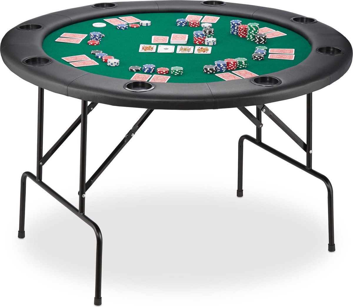 COSTWAY Opvouwbare pokertafel voor 8 spelers, speeltafel met