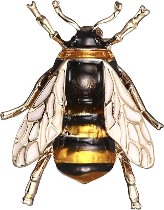Broche Insect Bijen ( Geel/Bruin ) 3.5 x 2.6 cm