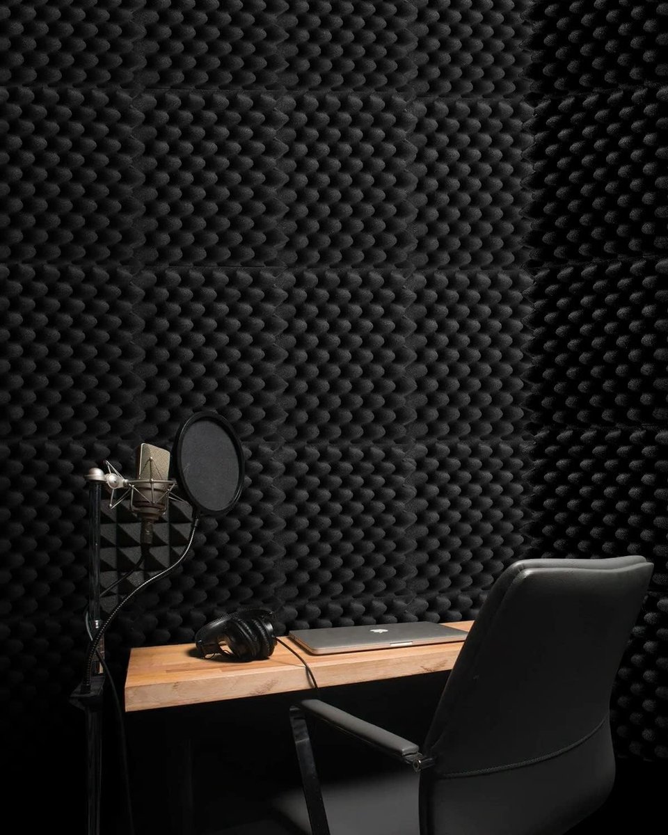 Geluiddempende bekleding - Isolatieplaten - akoestisch schuim, ideaal voor geluidsstudio, tv-kamer, kinderkamer, kantoor en podcast 12 Stuks