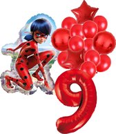 Miraculous Ladybug ballonnen pakket - 9 jaar - 86x55cm - Ladybug Balonnen set - Folie Ballon - Tales of ladybug - Themafeest - Verjaardag - Ballonnen - Versiering - Helium ballon