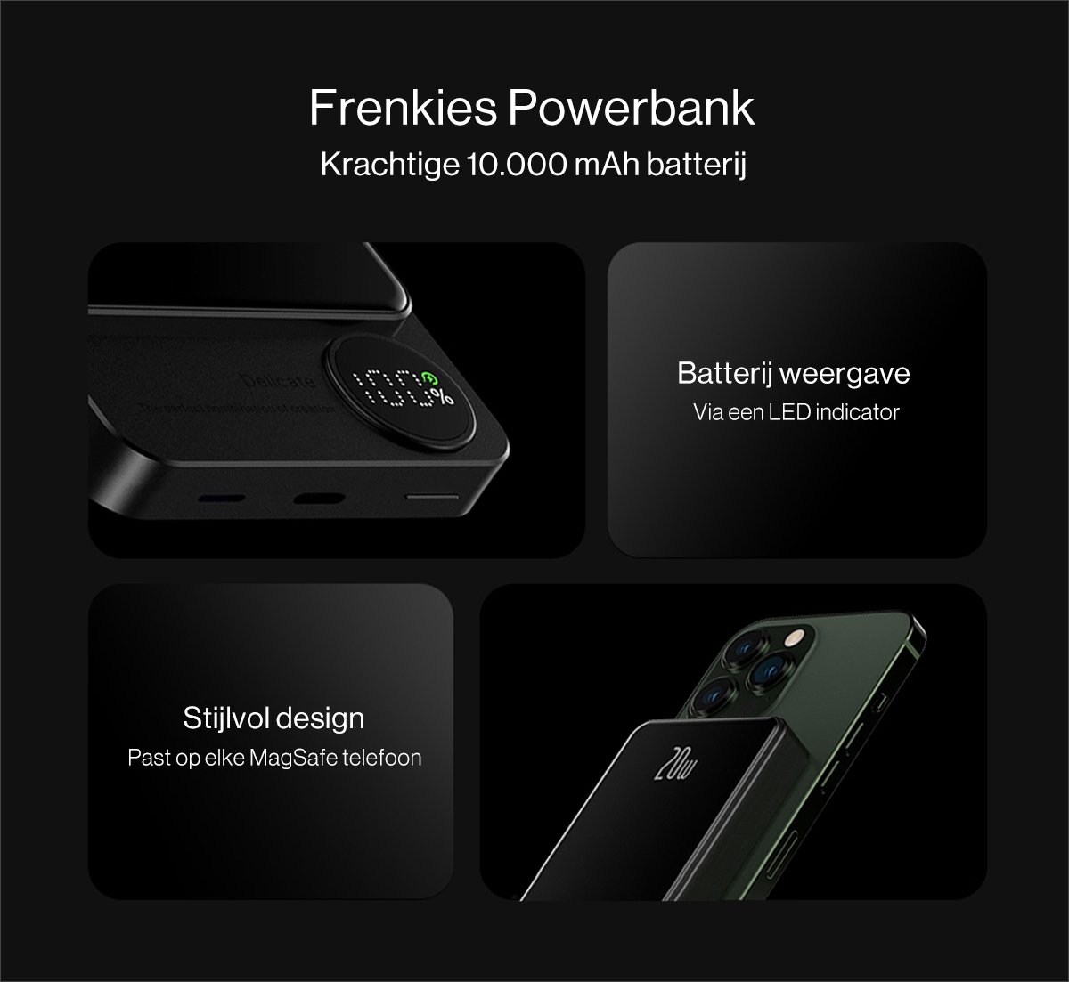 Frenkies® Powerbank 10.000mAh Magnetisch Draadloos Opladen - afbeelding 2