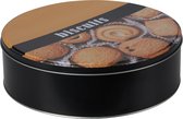 Excellent Houseware Pot à Biscuits/Boîte de Rangement Biscuits - métal - noir/marron - 22 x 6,5 cm