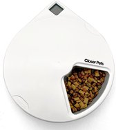 Closer Pets C500 automatische voerbak voor 5 maaltijden met digitale timer voor katten en kleine honden - wit