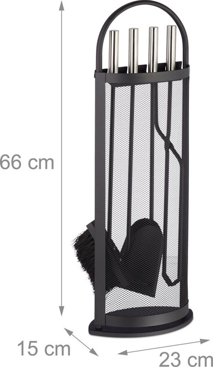 VuurZon haardset zwart - haardstel 5-delig - openhaard gereedschap - haard accessoires