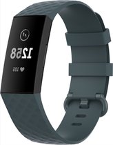 *** Bandje geschikt Voor Fitbit Charge 3 & 4 Band - Leisteen (Grijs) - Maat: ML - Horlogebandje, Armband van Heble® ***