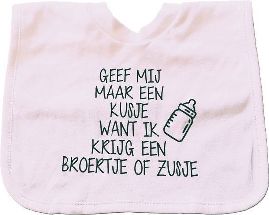 Foto: Slab met tekst voor grote broer big bro brother zus big sis sister geef mij maar een kusje want ik krijg een broertje of zusje zwangerschapsaankondiging zwangerschap aankondiging geboorte baby cadeau