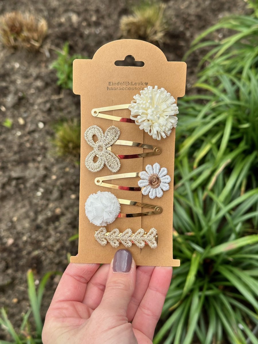 Haarspeldjes voor meisjes - Haaraccessoires meisjes - Haarspeldjes 'frutsel' Wit - Haarspeldjes voor meisjes en baby's - Haarknipjes - Haarclips - handgemaakte haaraccessoires - Cadeau