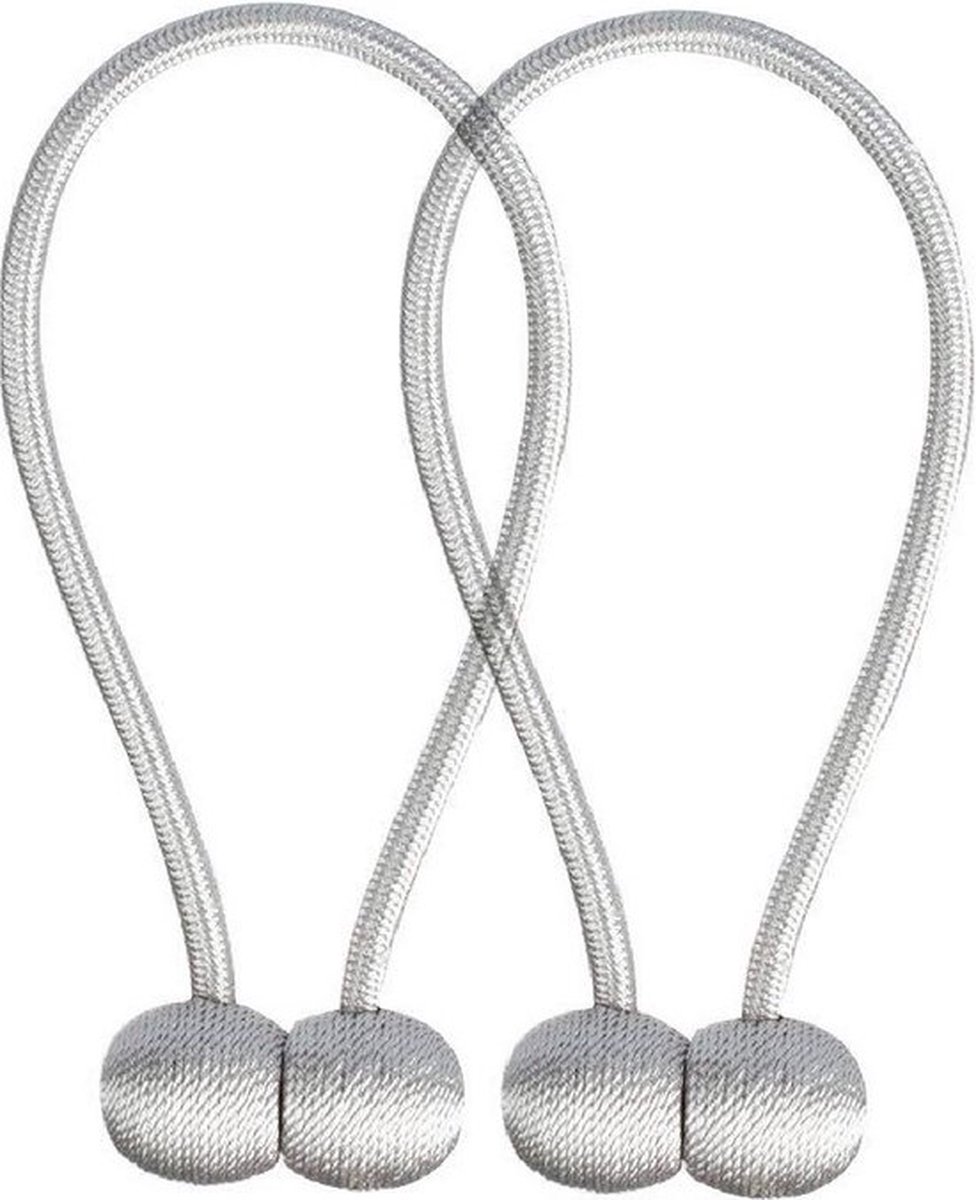 Opline Magnetisch Gordijn Embrasse - Gordijn Houder - Zilver - Magnetisch - Gordijn Accessoires - 2 Stuks | Gordijnklemmen | Gordijnbinders