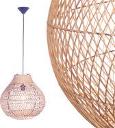 Hanglamp Rotan peer | 1 lichts | naturel | hout | Ø 40 cm | in hoogte verstelbaar tot 155 cm | eetkamer / woonkamer lamp | modern / landelijk design