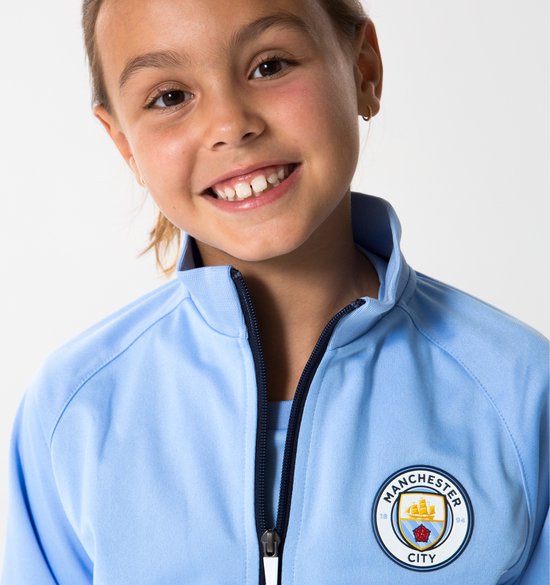 Foto: Manchester city trainingspak kids maat 128 voetbal lichtblauw donkerblauw