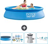 Intex Rond Opblaasbaar Easy Set Zwembad - 244 x 61 cm - Blauw - Inclusief Afdekzeil - Onderhoudspakket - Zwembadfilterpomp - Schoonmaakset