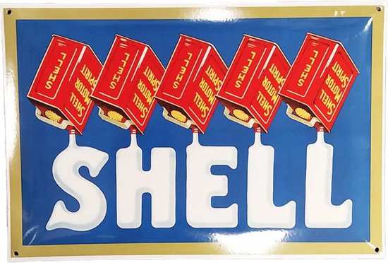 Shell Oil Cans Emaille Bord - 52 x 35cm