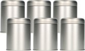 Boîte à épices Boîte à thé - Aluminium - Boîte avec couvercle Ø 62 mm x H 80 mm - Set de 6 - Pot de conservation - Convient pour conserver café, thé, épices - Argent