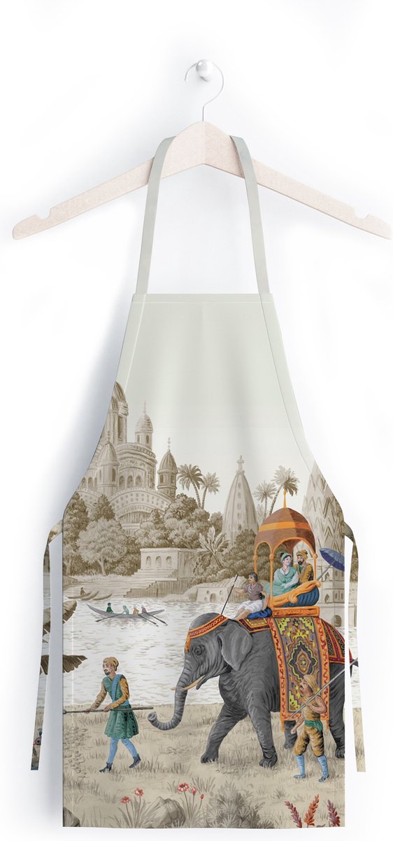 AP309-1 Keukenschort, dames, heren, fijn linnen, anti-transpirant, verstelbaar, One size, Unisex, indisch, keuken, schort